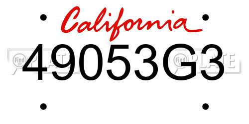 49053G3 California License Plate