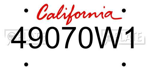 49070W1 California License Plate