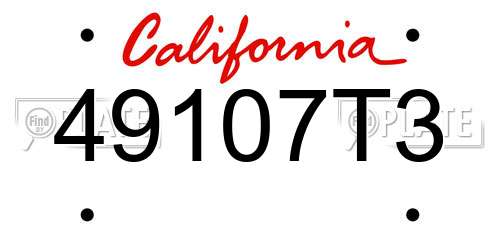 49107T3 California License Plate
