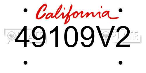 49109V2 California License Plate