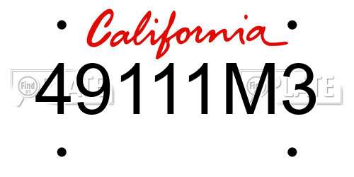 49111M3 California License Plate