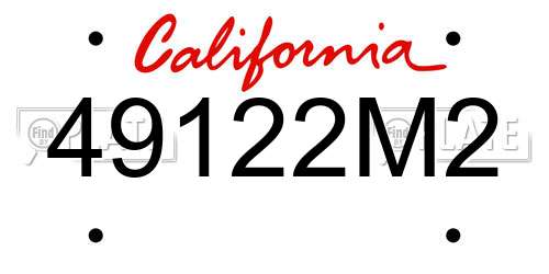 49122M2 California License Plate
