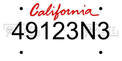 49123N3 California License Plate