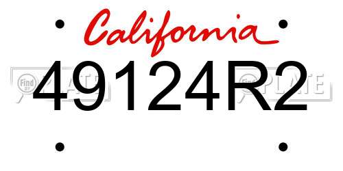 49124R2 California License Plate