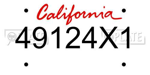 49124X1 California License Plate