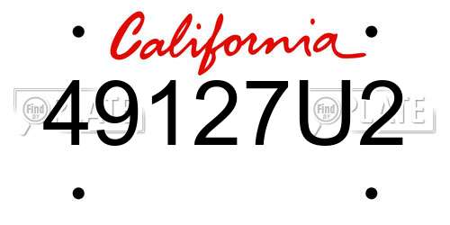 49127U2 California License Plate
