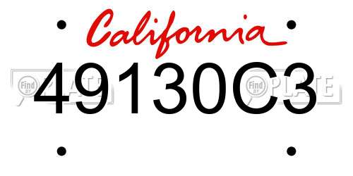 49130C3 California License Plate