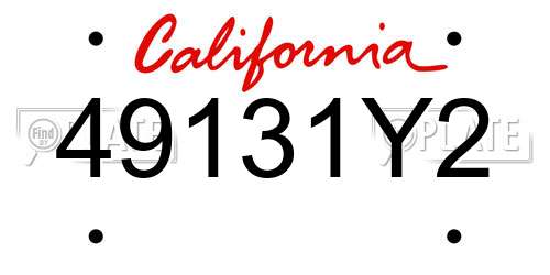 49131Y2 California License Plate