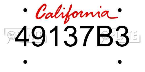 49137B3 California License Plate