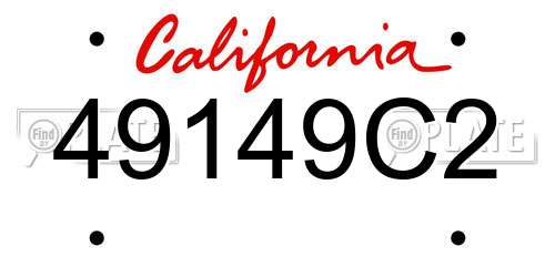49149C2 California License Plate
