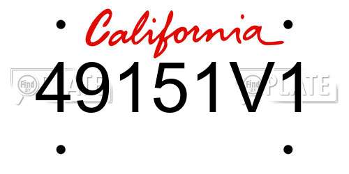 49151V1 California License Plate