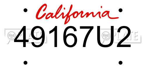 49167U2 California License Plate