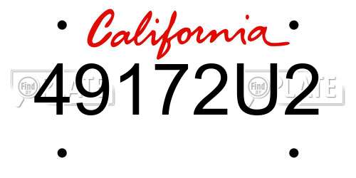 49172U2 California License Plate