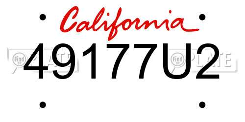 49177U2 California License Plate