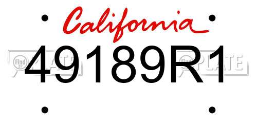 49189R1 California License Plate