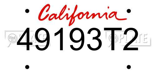 49193T2 California License Plate
