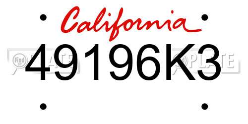 49196K3 California License Plate