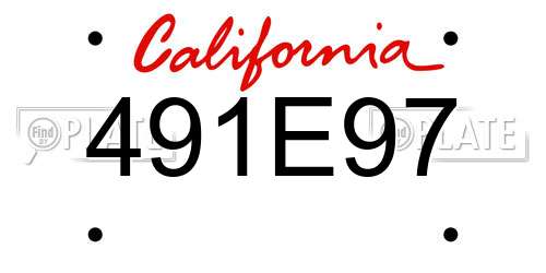 491E97 California License Plate