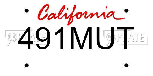491MUT California License Plate