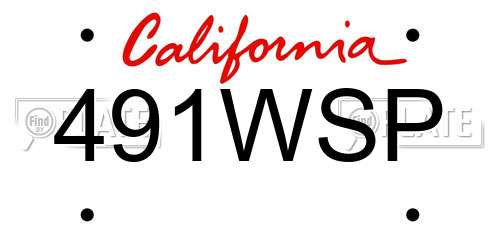 491WSP California License Plate