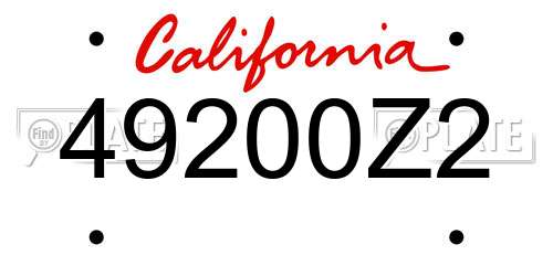 49200Z2 California License Plate