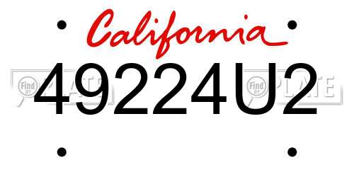 49224U2 California License Plate