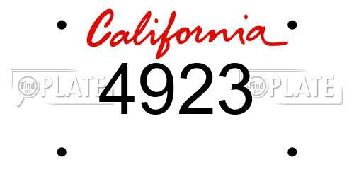 4923 California License Plate