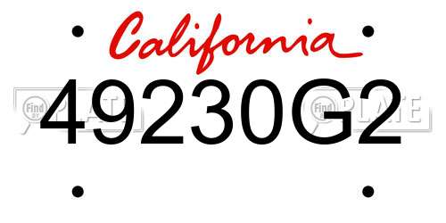49230G2 California License Plate