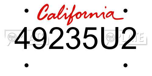 49235U2 California License Plate