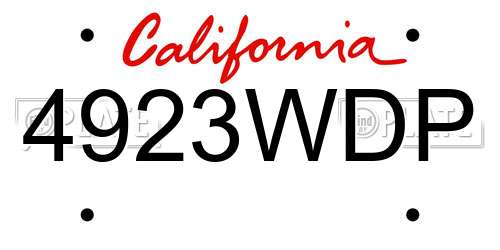 4923WDP California License Plate