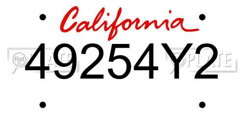 49254Y2 California License Plate