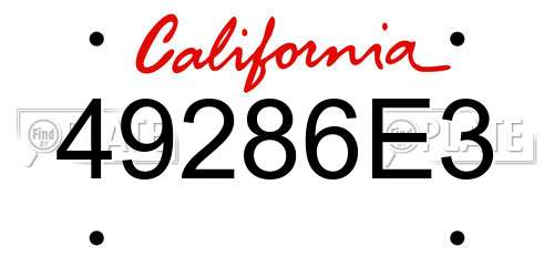 49286E3 California License Plate