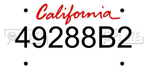49288B2 California License Plate