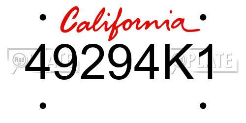 49294K1 California License Plate