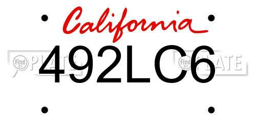 492LC6 California License Plate
