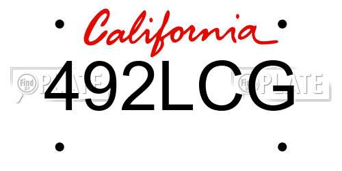 492LCG California License Plate