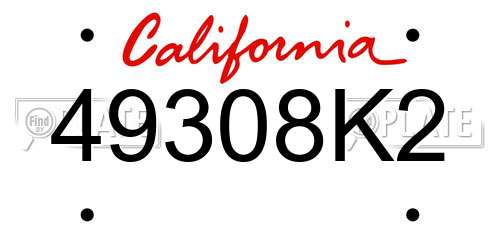 49308K2 California License Plate