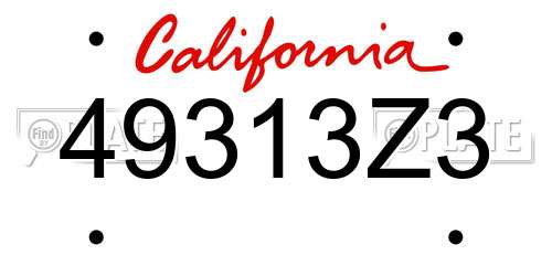 49313Z3 California License Plate