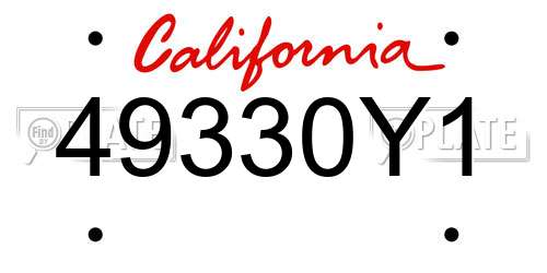 49330Y1 California License Plate