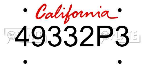49332P3 California License Plate