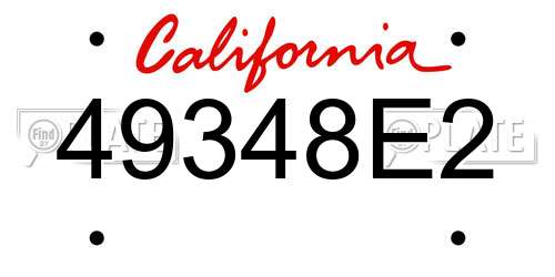 49348E2 California License Plate