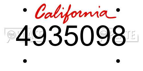 4935098 California License Plate