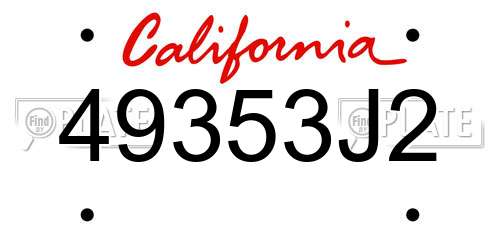 49353J2 California License Plate