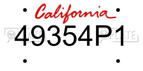 49354P1 California License Plate