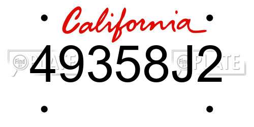 49358J2 California License Plate