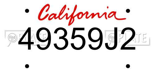 49359J2 California License Plate