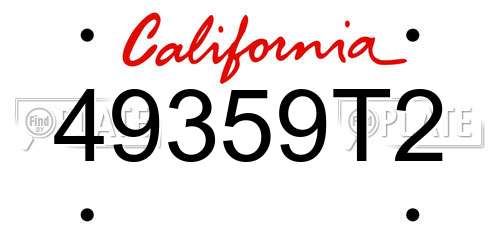 49359T2 California License Plate