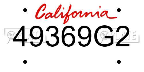 49369G2 California License Plate