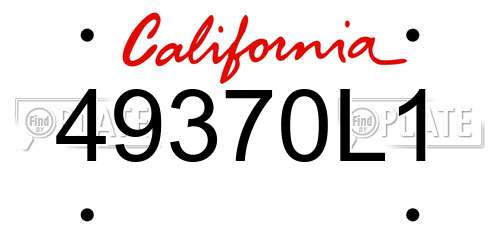 49370L1 California License Plate