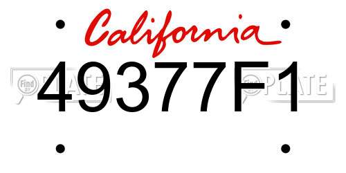 49377F1 California License Plate